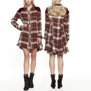 Aratta Omaha Tunic Dress • Small • Velvet • Plaid